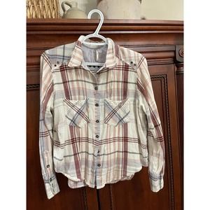 FREE PEOPLE Wesley Plaid Button Down Western Shirt